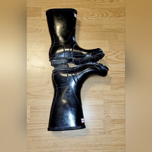 Hunter Womens Original Mid Calf Black Glossy Rain Boots Size 5 Mudders Snow - Picture 5 of 7